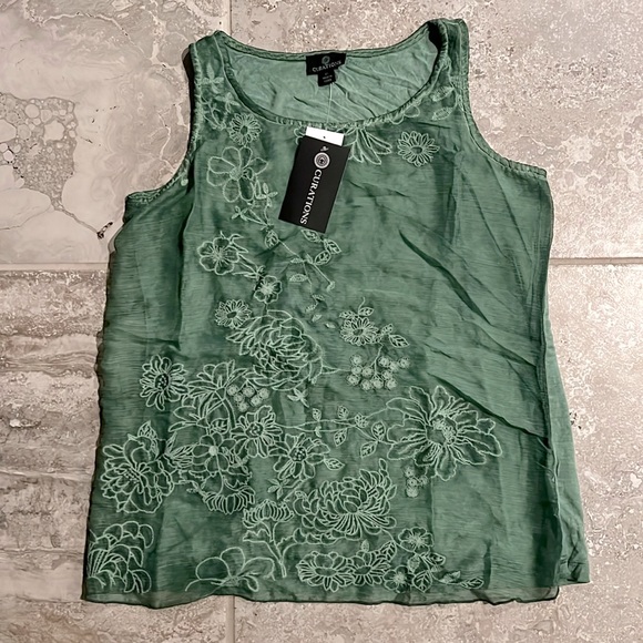 Curations Embroiderd Sleeveless Tank Top/ Blouse in Green, Size XS New w/Tag - Picture 4 of 7
